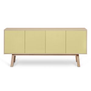 MON PETIT MEUBLE FRANCAIS Buffet 4 portes en frêne 220 cm, hauteur 94 cm Jaune 220x94x46cm