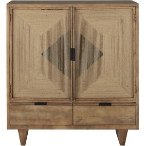 Maisons du Monde Buffet 2 portes en jute 2 tiroirs Beige 110x120x40cm