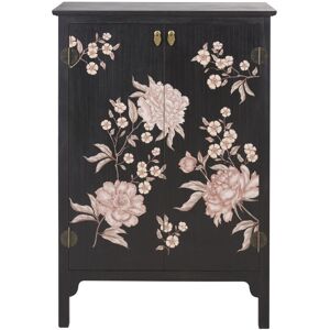 Maisons du Monde Buffet 2 portes noir imprime floral Noir 80x114x40cm