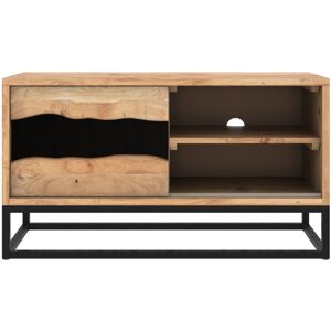 Rendez-Vous Deco Meuble TV en bois d'acacia et metal 88 cm Noir 88x50x35cm