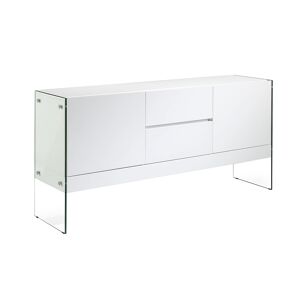 Angel Cerda Buffet en bois blanc et verre trempe Blanc 45x85x180cm