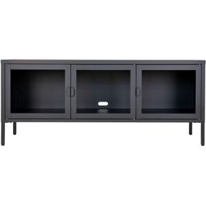 House Nordic Meuble TV en verre et metal L130cm noir Noir 130x55x40cm