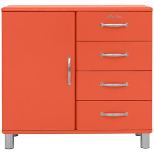 Tenzo Buffet vintage 1 porte 4 tiroirs L98cm rouge Rouge 98x92x41cm