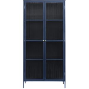 Drawer Vaisselier 2 portes en verre stie et metal H190cm bleu Bleu 90x190x40cm