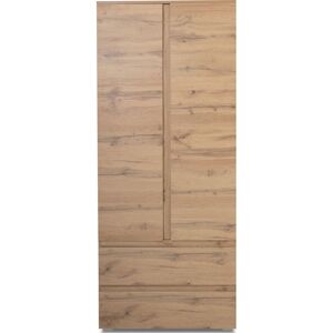 Homifab Vaisselier 2 portes 2 tiroirs effet chene 80 cm Marron 80x191x40cm