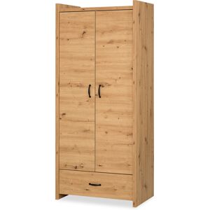 MINEA Armoire L. 84 Imitation Chene 2 portes + 1 tiroir Beige 50x189x84cm