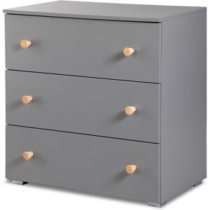 MINEA Commode L. 80 Grise 3 tiroirs Gris 50x81x80cm