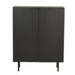 Meubles & Design Petit buffet 2 portes en tasseaux de bois noir Noir 80x103x30cm