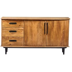 Moloo GEDEON-Buffet vintage 2 portes 3 tiroirs en bois de Manguier massif Marron 45x80x152cm