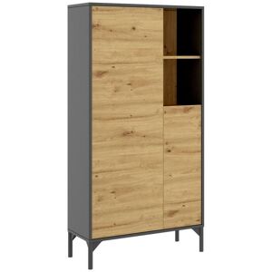 Dmora Buffet effet chene noue et bois anthracite Marron 72x144x34cm