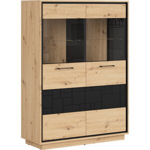 Petits meubles Vaisselier 2 portes stratifies naturel et noir Multicolore 109x150x42cm