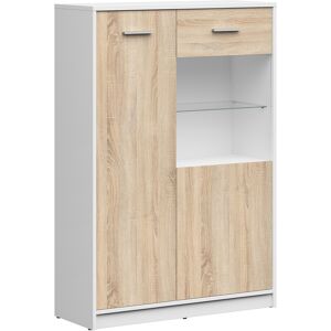 Petits meubles Vaisselier 2 portes stratifies naturel et blanc Multicolore 90x131x34cm