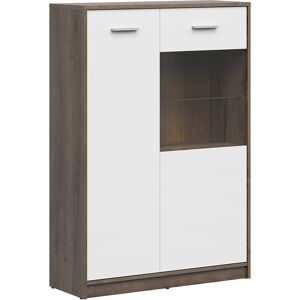 Petits meubles Vaisselier 2 portes stratifies naturel fonce et blanc Marron 90x131x34cm