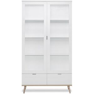 Calicosy Vaisselier 2 portes vitrees 2 tiroirs H185 x L100 cm Blanc 100x185x40cm