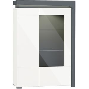 Petits meubles Vaisselier 2 portes droite LED inclus stratifies blanc et gris Gris 102x148x43cm