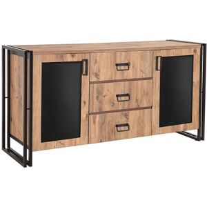 Hanah Home Buffet en agglomere 2 portes et 3 tiroirs arcas Noir 160x80x45cm