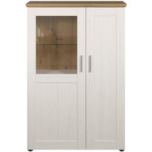 Calicosy Vaisselier 2 portes dont une avec verre trempe - H140 cm Blanc 95x140x38cm