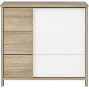 Galipette Commode sacha 3 tiroirs effet bois chene bocage fixation murale Beige 51x90x98cm