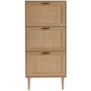 Baita Meuble à chaussures cannage rotin 3 portes 60cm Marron 60x131x24cm - Publicité Baita Meuble à chaussures cannage rotin 3 portes 60cm Marron 60x131x24cm - Publicité
