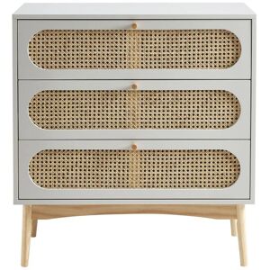 Baita Commode gris perle et cannage rotin 3 tiroirs Gris 80x85x40cm - Publicité Baita Commode gris perle et cannage rotin 3 tiroirs Gris 80x85x40cm - Publicité