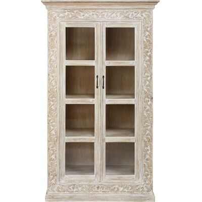 Maisons du Monde Vitrine sculptée 2 portes en manguier massif blanchi Beige 110x190x45cm - Publicité Maisons du Monde Vitrine sculptée 2 portes en manguier massif blanchi Beige 110x190x45cm - Publicité