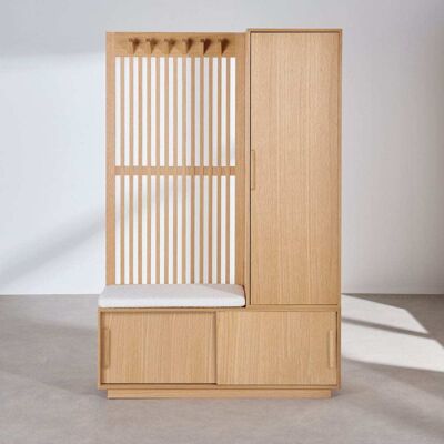 Maisons du Monde Vestiaire modulable en bois de chêne et placage chêne, L122 cm Beige 122x190x40cm - Publicité Maisons du Monde Vestiaire modulable en bois de chêne et placage chêne, L122 cm Beige 122x190x40cm - Publicité