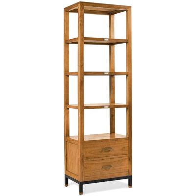 MOYCOR Bibliothèque en bois de mindi marron et métal noir H 190 cm Marron 60x190x40cm - Publicité MOYCOR Bibliothèque en bois de mindi marron et métal noir H 190 cm Marron 60x190x40cm - Publicité