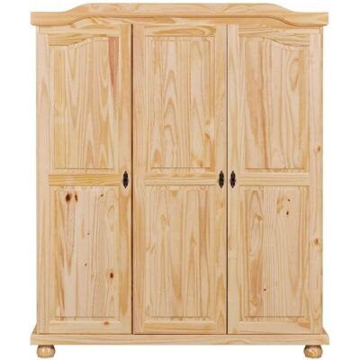 Terre de Nuit Armoire 3 portes en bois massif chêne clair Marron 150x180x56cm - Publicité Terre de Nuit Armoire 3 portes en bois massif chêne clair Marron 150x180x56cm - Publicité