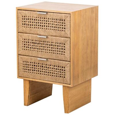 Nordlys Cajonera 3 Tiroirs en Bois Massif et Corde - Commode - Publicité Nordlys Cajonera 3 Tiroirs en Bois Massif et Corde - Commode - Publicité