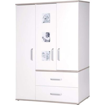 roba Armoire 3 portes, 2 tiroirs, cadre photo, blanc Blanc 55x193x135cm - Publicité roba Armoire 3 portes, 2 tiroirs, cadre photo, blanc Blanc 55x193x135cm - Publicité