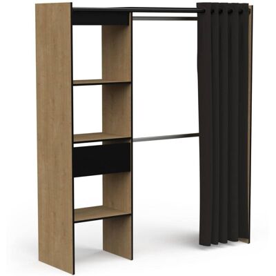Terre de Nuit Dressing ouvert avec rideau, extensible bois foncé Marron 50x192x167cm - Publicité Terre de Nuit Dressing ouvert avec rideau, extensible bois foncé Marron 50x192x167cm - Publicité