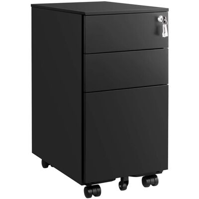 SONGMICS Caisson de bureau mobile 3 tiroirs en acier noir Noir 30x59x46cm - Publicité SONGMICS Caisson de bureau mobile 3 tiroirs en acier noir Noir 30x59x46cm - Publicité