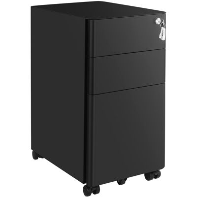 SONGMICS Caisson de bureau mobile 3 tiroirs en acier noir Noir 30x59x46cm - Publicité SONGMICS Caisson de bureau mobile 3 tiroirs en acier noir Noir 30x59x46cm - Publicité