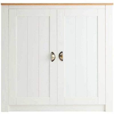 IDIMEX Commode en Pin Blanc/Marron 2 Portes - Commode - Publicité IDIMEX Commode en Pin Blanc/Marron 2 Portes - Commode - Publicité