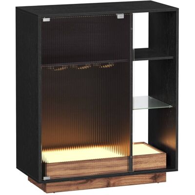 VASAGLE Meuble bar à vin avec éclairage avec porte-verre pour salon noir Noir 88x105x42cm - Publicité VASAGLE Meuble bar à vin avec éclairage avec porte-verre pour salon noir Noir 88x105x42cm - Publicité