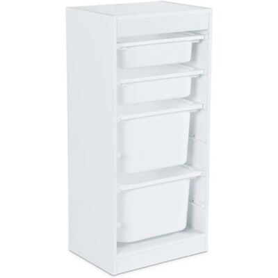 sweeek Meuble rangement blanc enfant 4 bacs de rangement Blanc 41x89x30cm - Publicité sweeek Meuble rangement blanc enfant 4 bacs de rangement Blanc 41x89x30cm - Publicité
