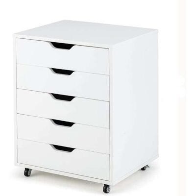 Giantex Caisson de bureau à roulettes avec 5 tiroirs blanc 49x40x65cm Blanc 49x65x40cm - Publicité Giantex Caisson de bureau à roulettes avec 5 tiroirs blanc 49x40x65cm Blanc 49x65x40cm - Publicité