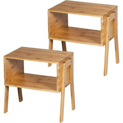 Giantex Lot de 2 tables de chevet en bambou avec 1 étagère ouverte 40x29x42cm Beige 43x42x29cm - Publicité Giantex Lot de 2 tables de chevet en bambou avec 1 étagère ouverte 40x29x42cm Beige 43x42x29cm - Publicité