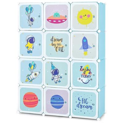 Giantex Armoire penderie modulable enfants 12 cubes 35x35x35cm Bleu 109x145x37cm - Publicité Giantex Armoire penderie modulable enfants 12 cubes 35x35x35cm Bleu 109x145x37cm - Publicité