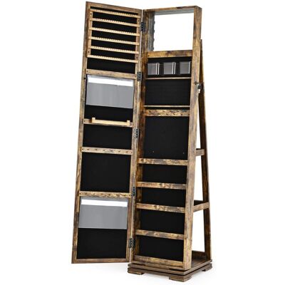 Giantex Armoire à bijoux avec miroir et étagères de rangement avec serrure Marron 38x161x38cm - Publicité Giantex Armoire à bijoux avec miroir et étagères de rangement avec serrure Marron 38x161x38cm - Publicité
