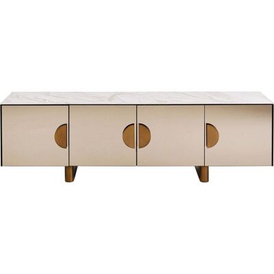 Kare Design Meuble tv 4 portes en verre miroir et grès Marron 180x55x45cm - Publicité Kare Design Meuble tv 4 portes en verre miroir et grès Marron 180x55x45cm - Publicité