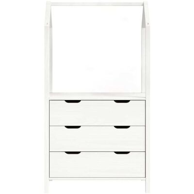 IDIMEX Commode enfant montessori 3 tiroirs 1 tringle en bois massif, blanc Blanc 83x152x41cm - Publicité IDIMEX Commode enfant montessori 3 tiroirs 1 tringle en bois massif, blanc Blanc 83x152x41cm - Publicité