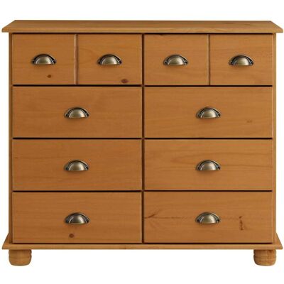 IDIMEX Commode 8 tiroirs en bois massif, brun Marron 92x80x39cm - Publicité IDIMEX Commode 8 tiroirs en bois massif, brun Marron 92x80x39cm - Publicité