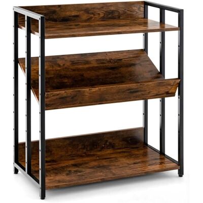 Giantex Bibliothèque à 3 niveaux avec étagère réglable cadre en métal Marron 70x81x35cm - Publicité Giantex Bibliothèque à 3 niveaux avec étagère réglable cadre en métal Marron 70x81x35cm - Publicité