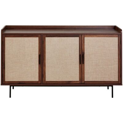 Calicosy Buffet 3 portes décor noyer et façades tissu l140 cm Marron 140x79x40cm - Publicité Calicosy Buffet 3 portes décor noyer et façades tissu l140 cm Marron 140x79x40cm - Publicité