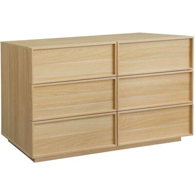 sweeek Commode de rangement effet bois 6 tiroirs naturel Beige 120x75x43cm - Publicité sweeek Commode de rangement effet bois 6 tiroirs naturel Beige 120x75x43cm - Publicité