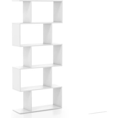 Giantex Bibliothèque forme s étagère 5 niveaux blanc 70 x 23,5 x 158 cm Blanc 70x158x24cm - Publicité Giantex Bibliothèque forme s étagère 5 niveaux blanc 70 x 23,5 x 158 cm Blanc 70x158x24cm - Publicité