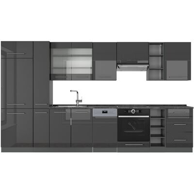 Vicco Cuisine , pt anthracite anthracite haute brillance 355x81.6cm Noir 355x207x60cm - Publicité Vicco Cuisine , pt anthracite anthracite haute brillance 355x81.6cm Noir 355x207x60cm - Publicité