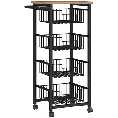 Homcom Chariot de rangement à 5 niveaux acier et MDF chêne et noir Noir 50x91x31cm - Publicité Homcom Chariot de rangement à 5 niveaux acier et MDF chêne et noir Noir 50x91x31cm - Publicité