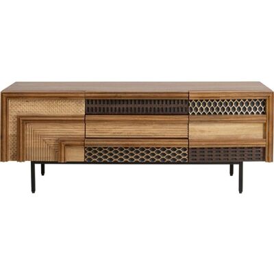 Kare Design Meuble tv 3 tiroirs 2 portes en manguier Marron 140x55x40cm - Publicité Kare Design Meuble tv 3 tiroirs 2 portes en manguier Marron 140x55x40cm - Publicité